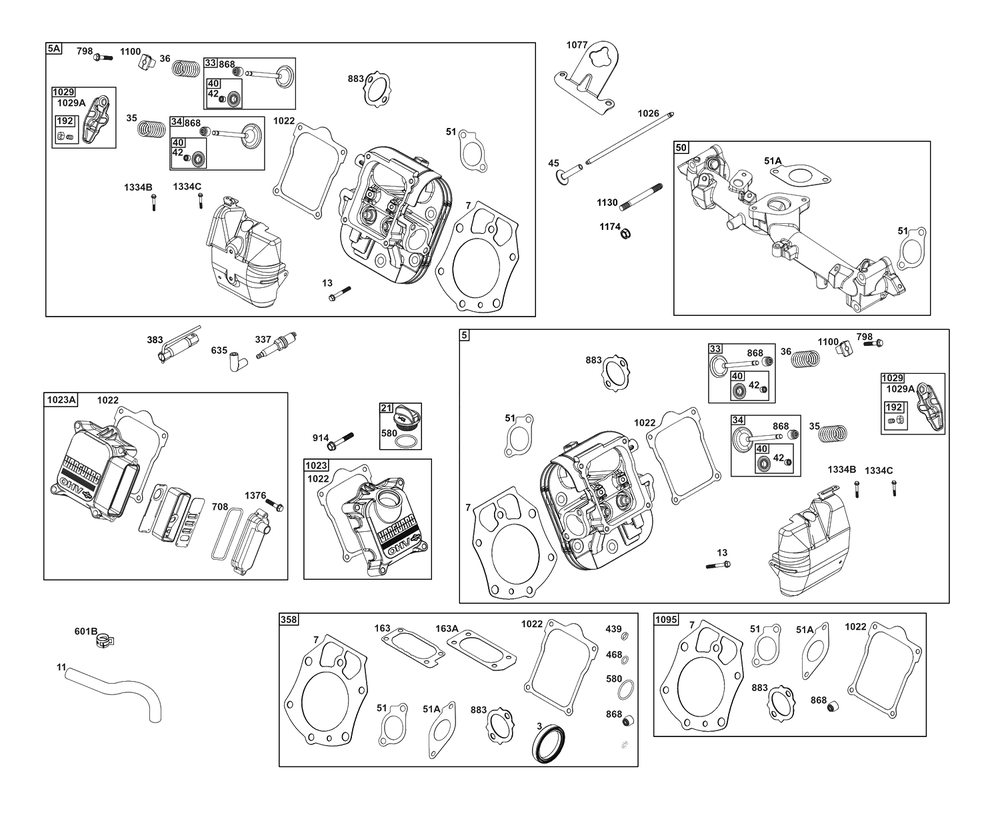 Cylinder Head Group Diagram and Parts List for 61G477-0106-J1  Briggs and Stratton Engine